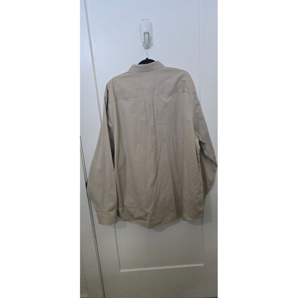 Mens Rank-45 Beige Long-Sleeve Button-Up Shirt XXL Cotton Blend - Picture 2 of 3